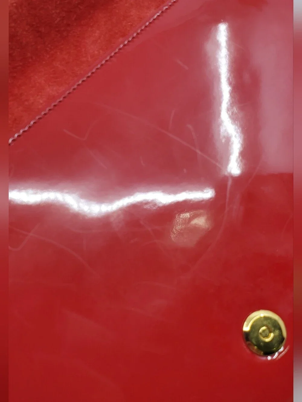 YSL Textured Patent Monogram Large Belle De Jour Clutch Red - Picture 7 of 16